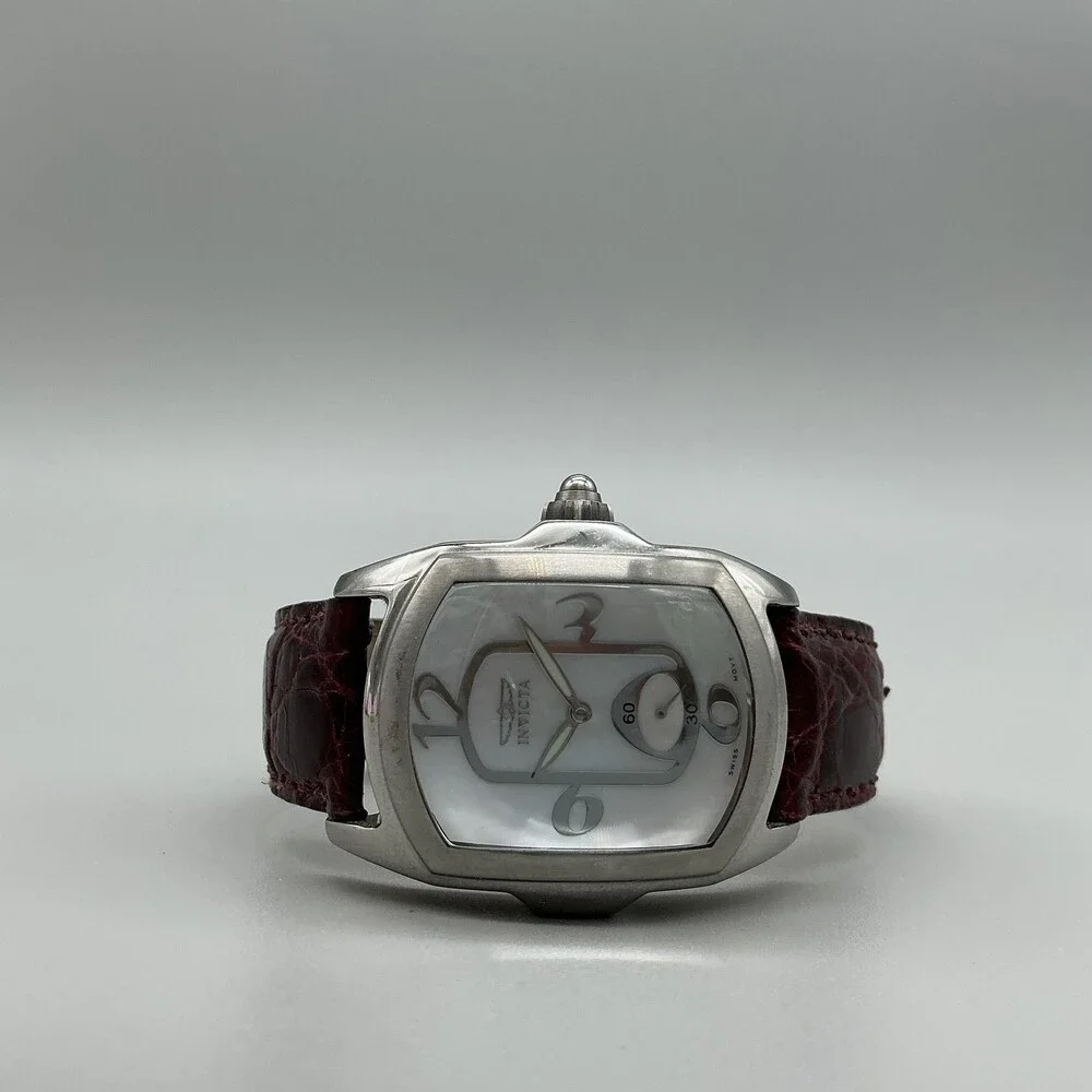 Invicta Lupah 2324 Womens Watch 33mm White MOP Dial Red Leather New Battery
